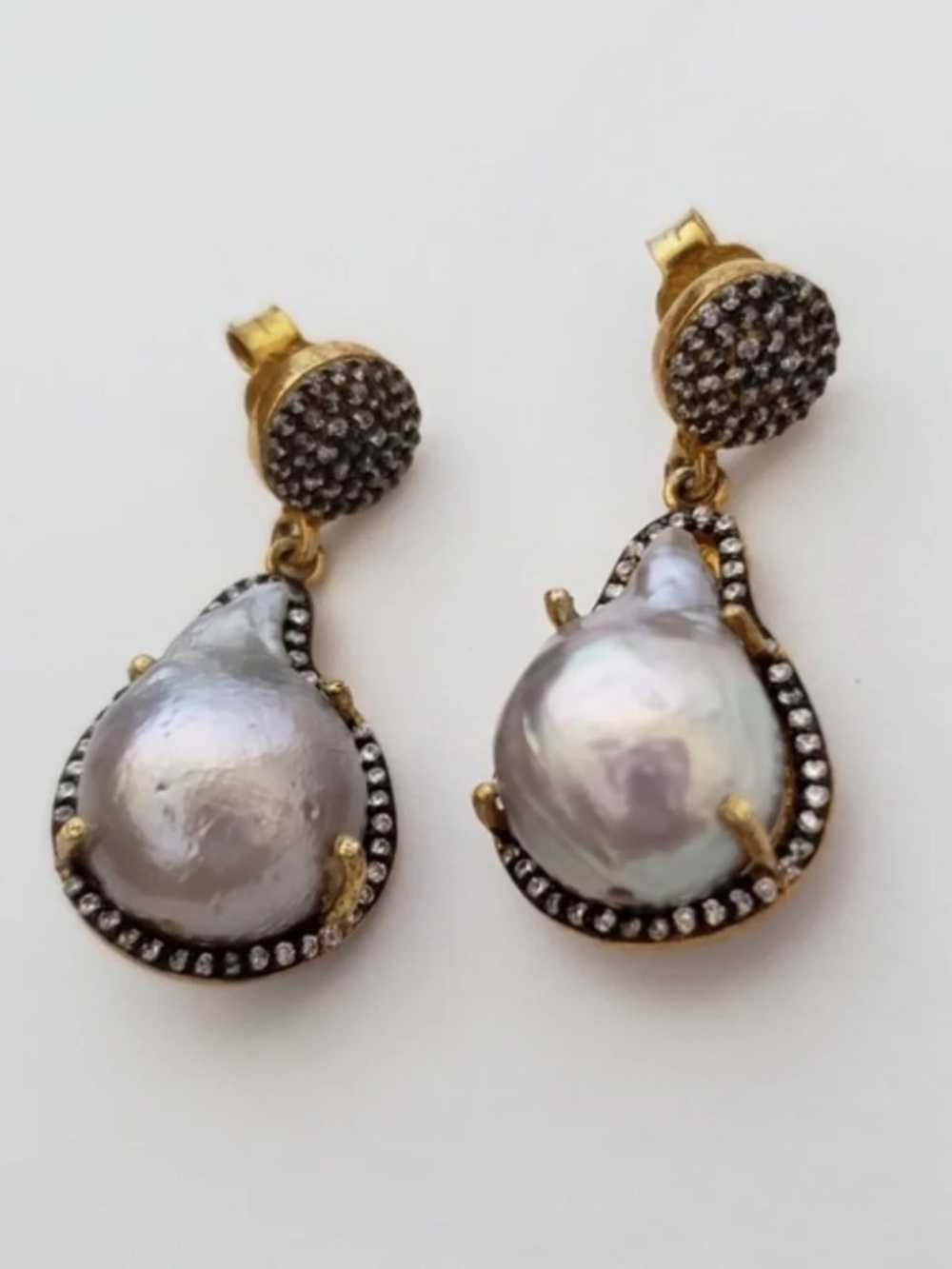 Sterling Silver 925 Freshwater Baroque Pearl Earrings